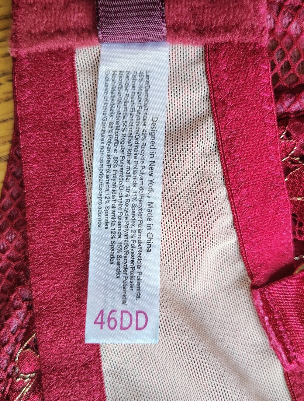 Adore Me Women's Lace Mesh Underwire Bra & Bikini Set Deep Wine sz 46DD. - Picture 4 of 16